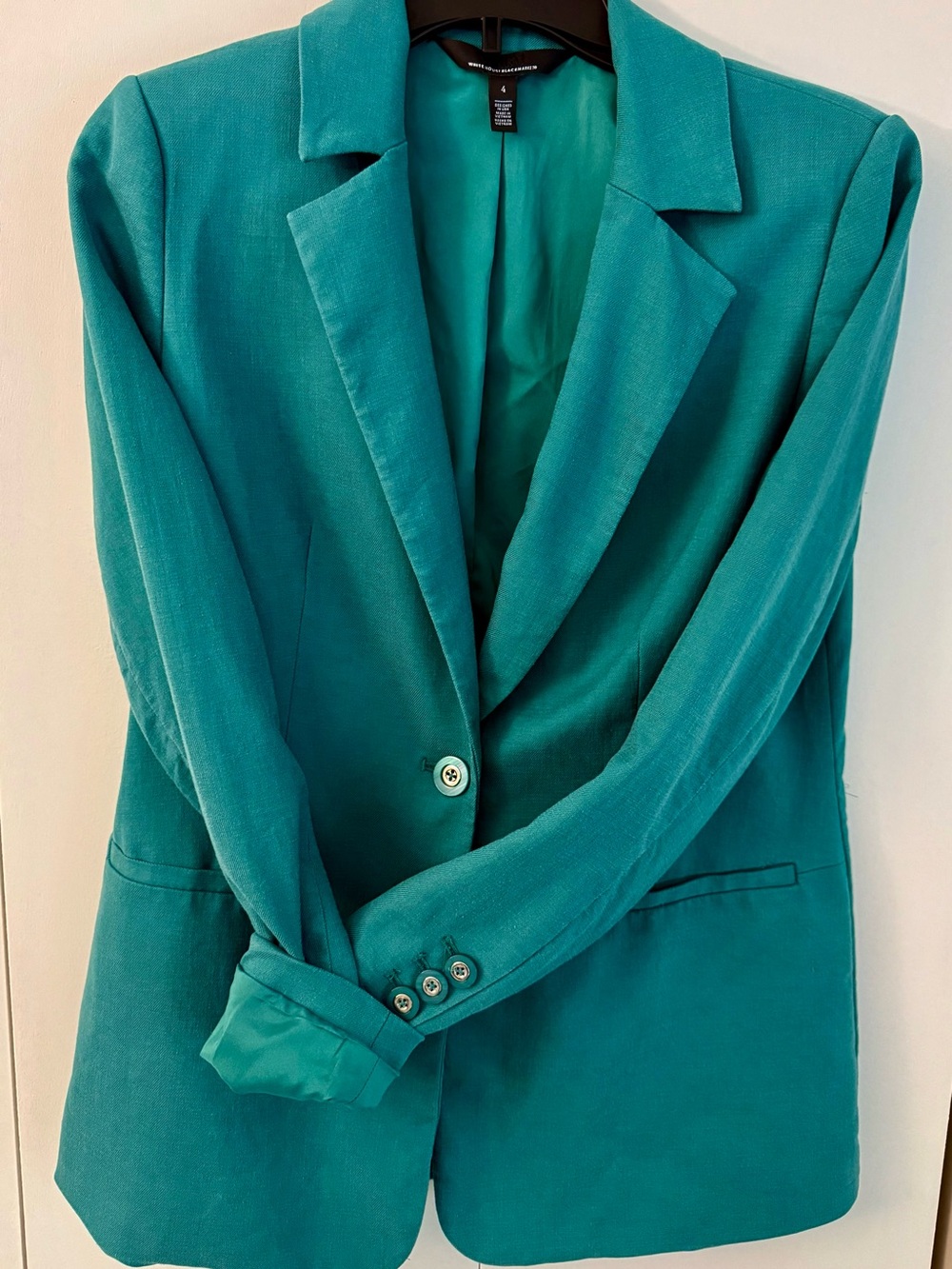 White House Black Market WHBM Teal Fall Blazer
